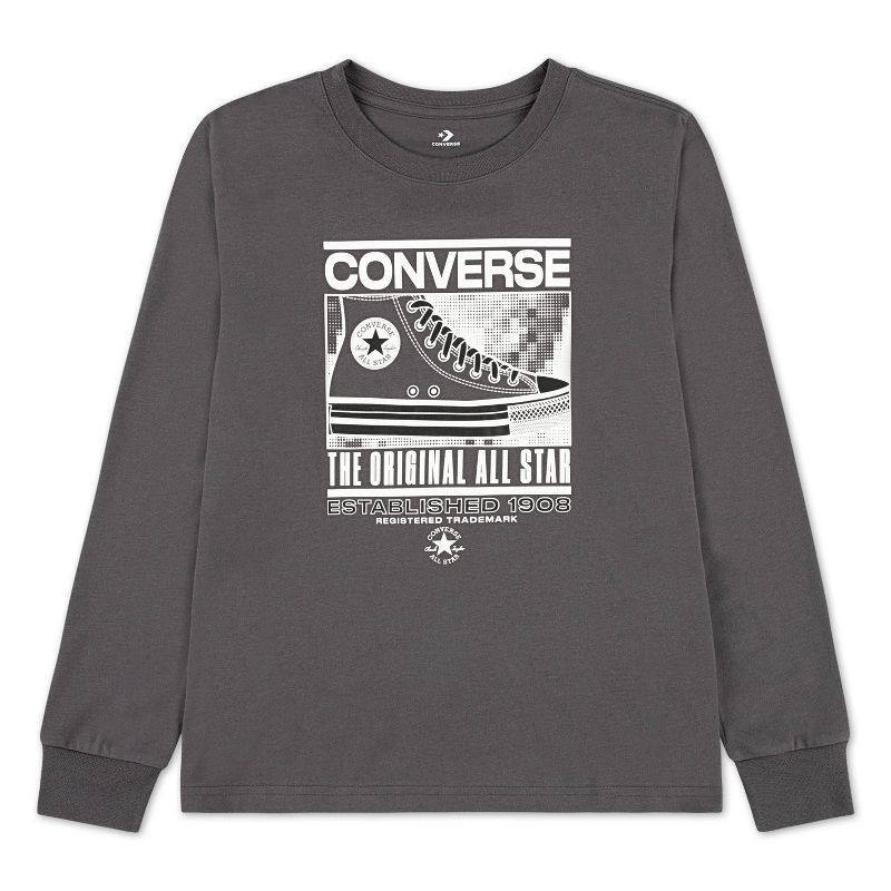 slide 4 of 5, Converse® Boys' Long Sleeve 'The Original All Star' Graphic T-Shirt - Charcoal Gray S, 1 ct