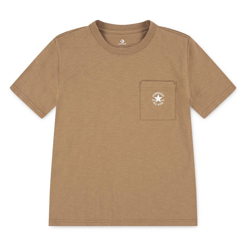 slide 4 of 5, Converse® Boys' Short Sleeve Pocket Logo T-Shirt - Tan S, 1 ct