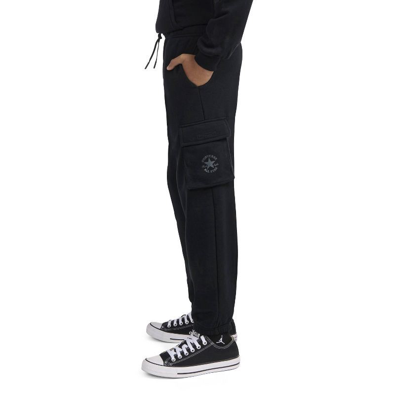 slide 3 of 4, Converse® Boys' French Terry All Star Logo Pull-On Cargo Jogger Pants - Black S, 1 ct