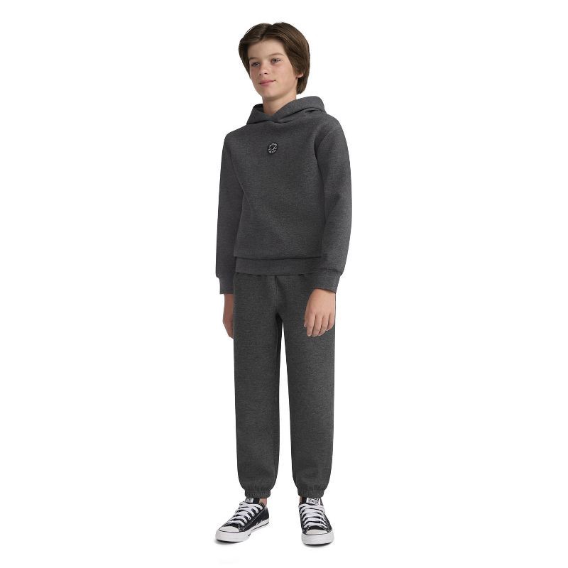 slide 3 of 5, Converse® Boys' Fleece All Star Logo Pull-Over Hooded Sweatshirt - Charcoal S, 1 ct