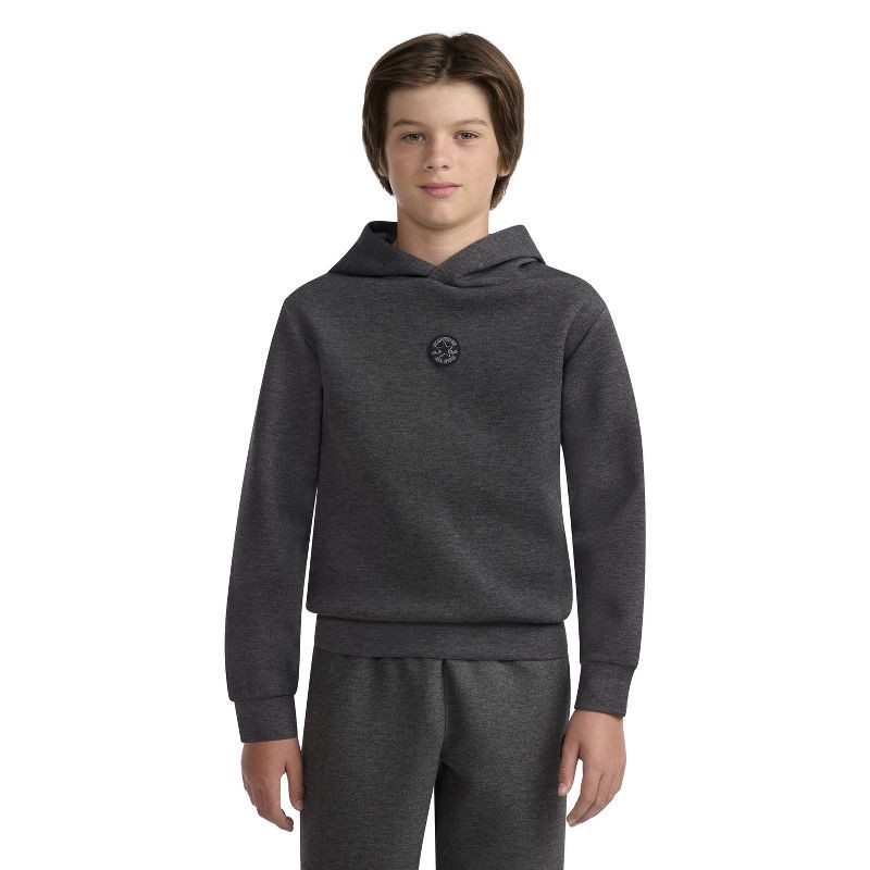 slide 1 of 5, Converse® Boys' Fleece All Star Logo Pull-Over Hooded Sweatshirt - Charcoal S, 1 ct