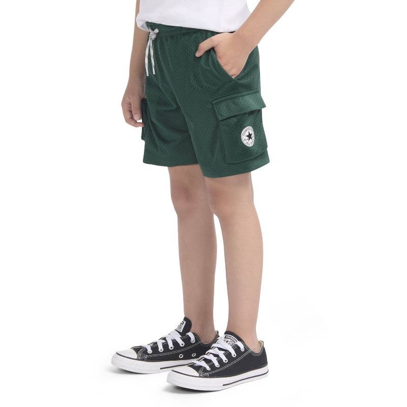 slide 2 of 5, Converse® Boys' Pull-On All Star Logo Mesh Cargo Shorts - Green S, 1 ct
