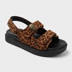 Kids' Verity Platform Hardware Sandals - art class™ Light Brown 1: Leopard Spot, Faux Suede, Open Toe