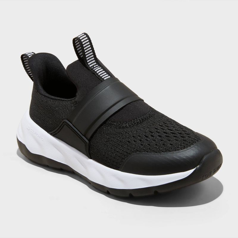 slide 1 of 4, Kids' Dillon Slip-On Machine Washable Performance Sneakers - All In Motion™ Black 5, 1 ct