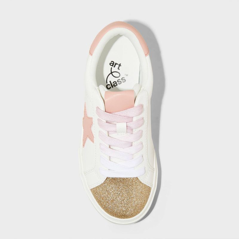slide 3 of 4, Kids' Kaitlyn Court Sneakers - art class™ Pink 4: Lace-Up, Non-Marking Sole, Low Top, Textured Outsole, 1 ct
