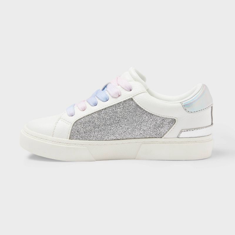 slide 2 of 4, Kids' Kaitlyn Court Sneakers - art class™ Silver 5: Lace Up, Non Marking Sole, Textured Outsole, 1 ct