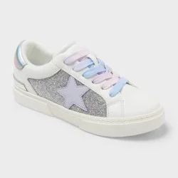 Kids' Kaitlyn Court Sneakers - art class™ Silver 5: Lace Up, Non Marking Sole, Textured Outsole