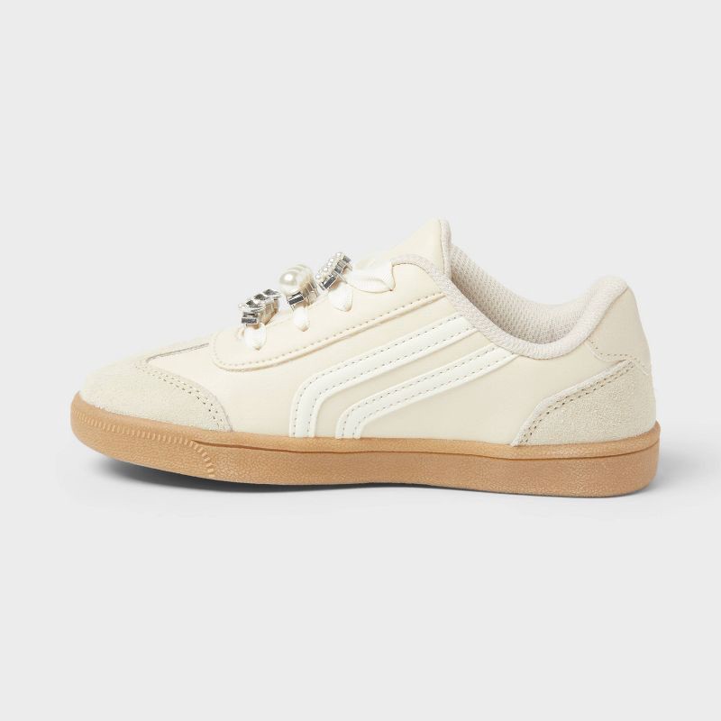 slide 2 of 4, Girls' Boston Lace Up Court Sneakers - Cat & Jack™ Beige 3, 1 ct