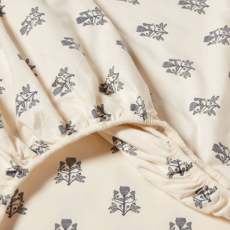 slide 4 of 4, Queen Christmas Ultra Soft Flannel Sheet Set Blue Woodblock - Threshold™, 1 ct