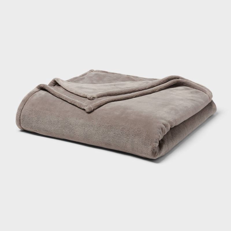 slide 1 of 3, Full/Queen Ultra Plush Blanket Gray - Threshold™, 1 ct