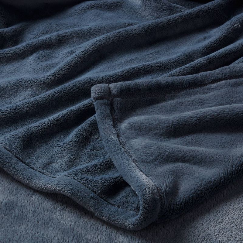 slide 3 of 3, Full/Queen Ultra Plush Blanket Blue - Threshold™, 1 ct