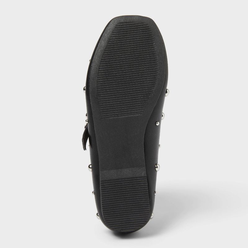 slide 4 of 4, Kids' Stud Ballet Flats - art class™ Black 4: Adjustable Buckle Strap, Flexible TPR Outsole, Square Closed Toe, 1 ct