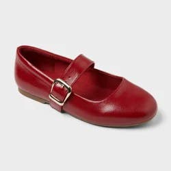 Kids' Kaira Buckle Ballet Flats - art class™ Red 1: Faux Leather, Cushioned Insole, Textured Outsole