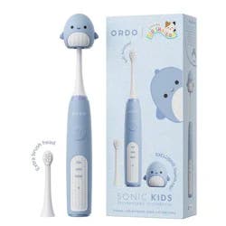 ORDO Sonic Kids Rechargeable Toothbrush - Squishmallows Samir - Blue: Soft Nylon Bristles, Brush Head, Travel Cap