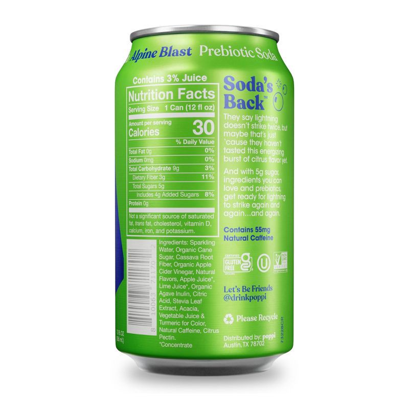 slide 2 of 5, poppi Alpine Blast Prebiotic Soda - 12 fl oz Can, 12 fl oz