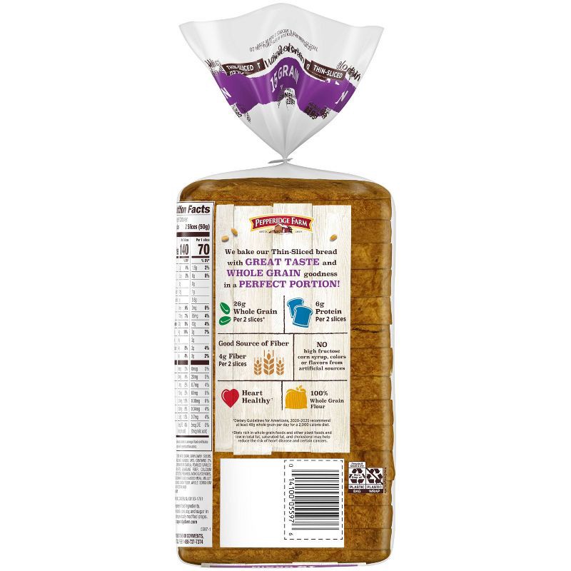 slide 2 of 5, Pepperidge Farm Farmhouse Thin Sliced 15 Grain Bread - 14oz, 14 oz