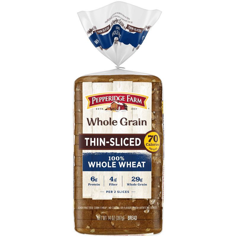 slide 1 of 5, Pepperidge Farm Farmhouse Thin Sliced 100% Wheat Bread - 14oz, 14 oz