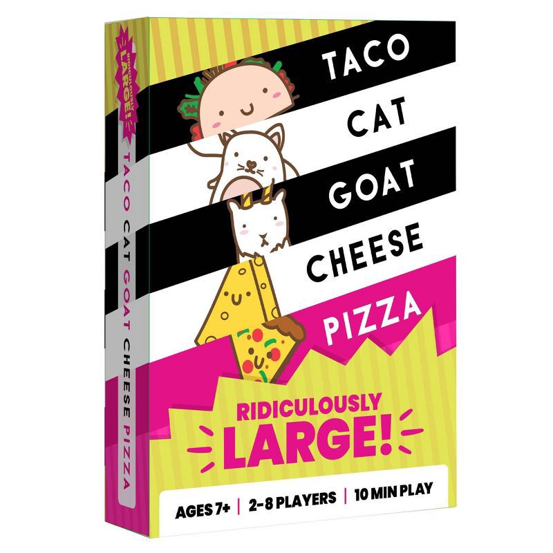 slide 1 of 8, Dolphin Hat Games Taco Cat Goat Cheese Pizza Ridiculously Large: 2-8 Players Card Game, Creative Thinking Fun, 1 ct