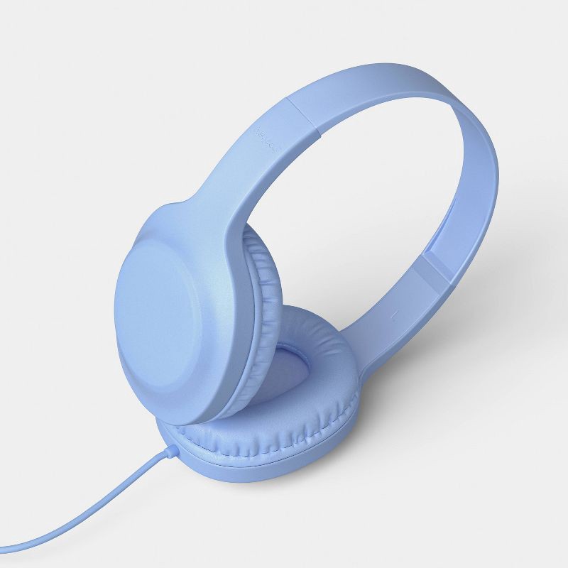 slide 3 of 4, Wired On-Ear Headphones With Microphone - heyday™ Perl Blue, 1 ct