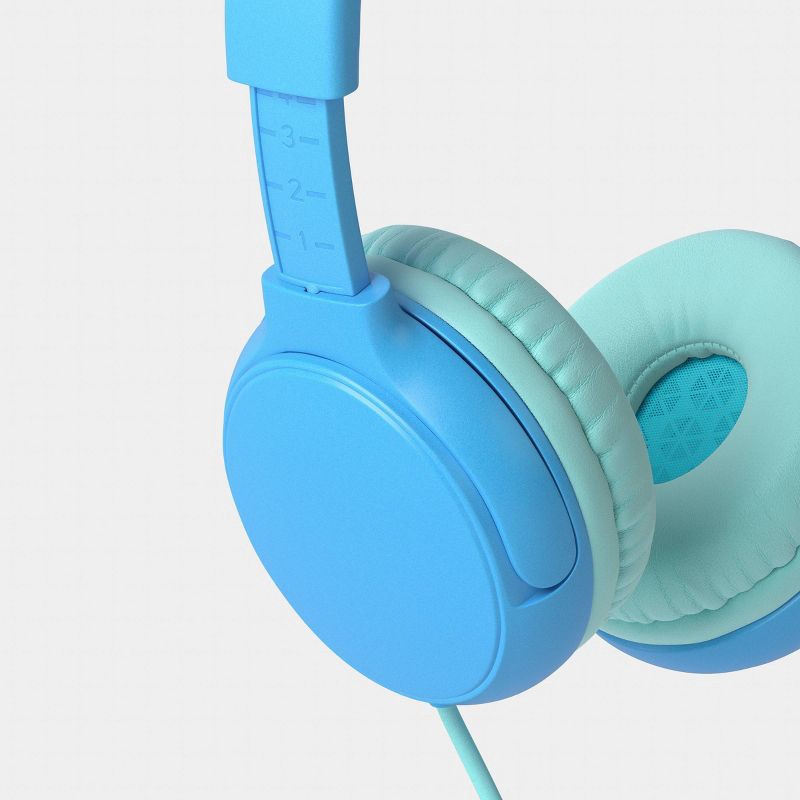 slide 3 of 3, Kids' Wired Headphones Sky Blue - heyday™, 1 ct