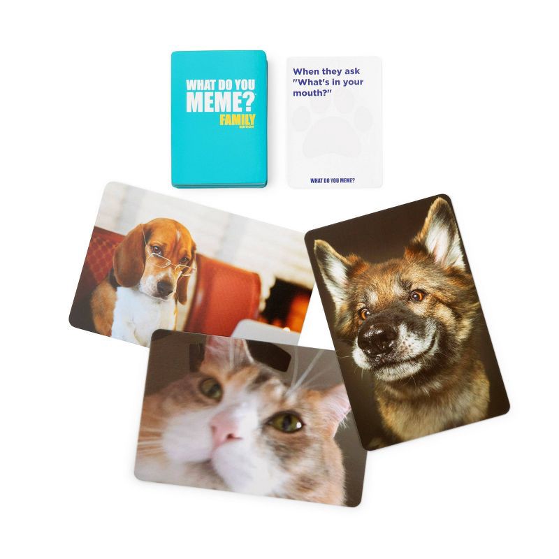 slide 6 of 7, What Do You Meme? Family Pets Only Edition Card Game: Creative Thinking Party Game for 3+ Players, Includes Cards, 1 ct