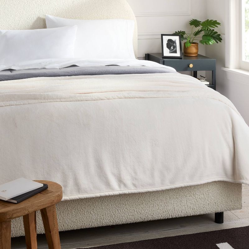slide 2 of 3, Full/Queen Ultra Plush Blanket Ivory - Threshold™, 1 ct