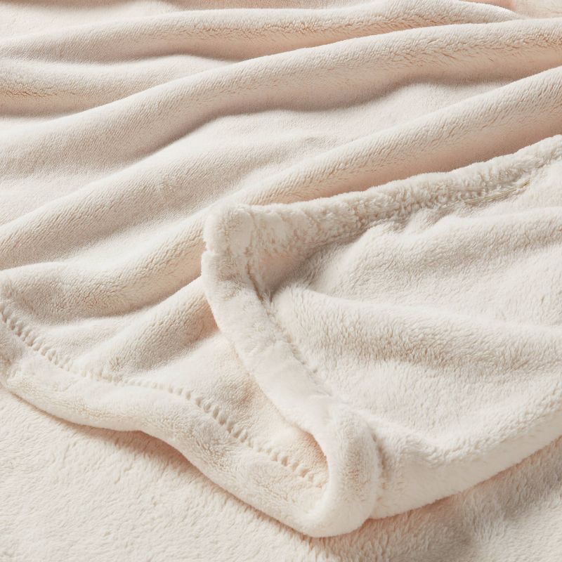 slide 3 of 3, Full/Queen Ultra Plush Blanket Ivory - Threshold™, 1 ct
