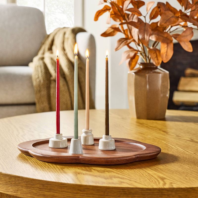 slide 2 of 3, Hearth & Hand with Magnolia 4pc Mini Ceramic Taper Candle Holders Sour Cream - Hearth & Hand™ with Magnolia, 4 ct