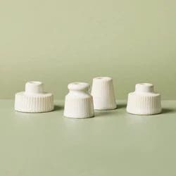 Hearth & Hand with Magnolia 4pc Mini Ceramic Taper Candle Holders Sour Cream - Hearth & Hand™ with Magnolia