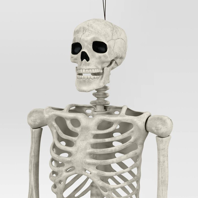 slide 3 of 3, 60" Poseable Bone Skeleton Halloween Decorative Prop Off-White - Hyde and EEK! Boutique™, 1 ct