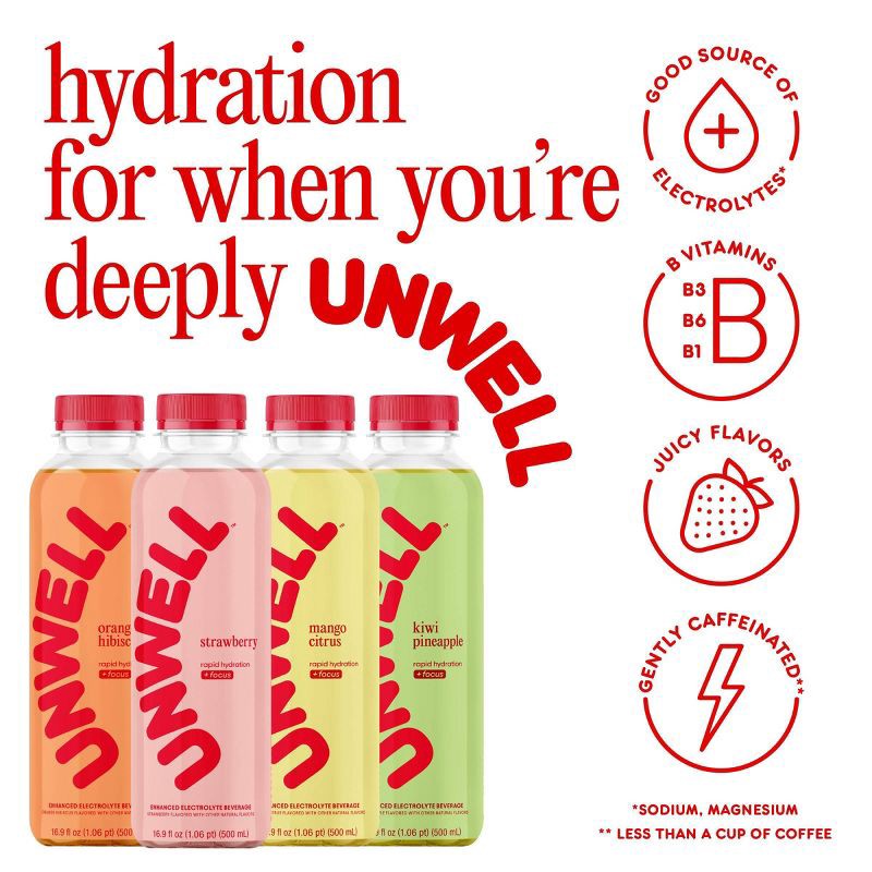 slide 4 of 7, Unwell Kiwi Pineapple Hydration Electrolyte Drink for Rapid Hydration + Focus - 16.9 fl oz Bottle, 16.9 fl oz