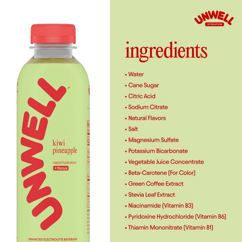 slide 7 of 7, Unwell Kiwi Pineapple Hydration Electrolyte Drink for Rapid Hydration + Focus - 16.9 fl oz Bottle, 16.9 fl oz