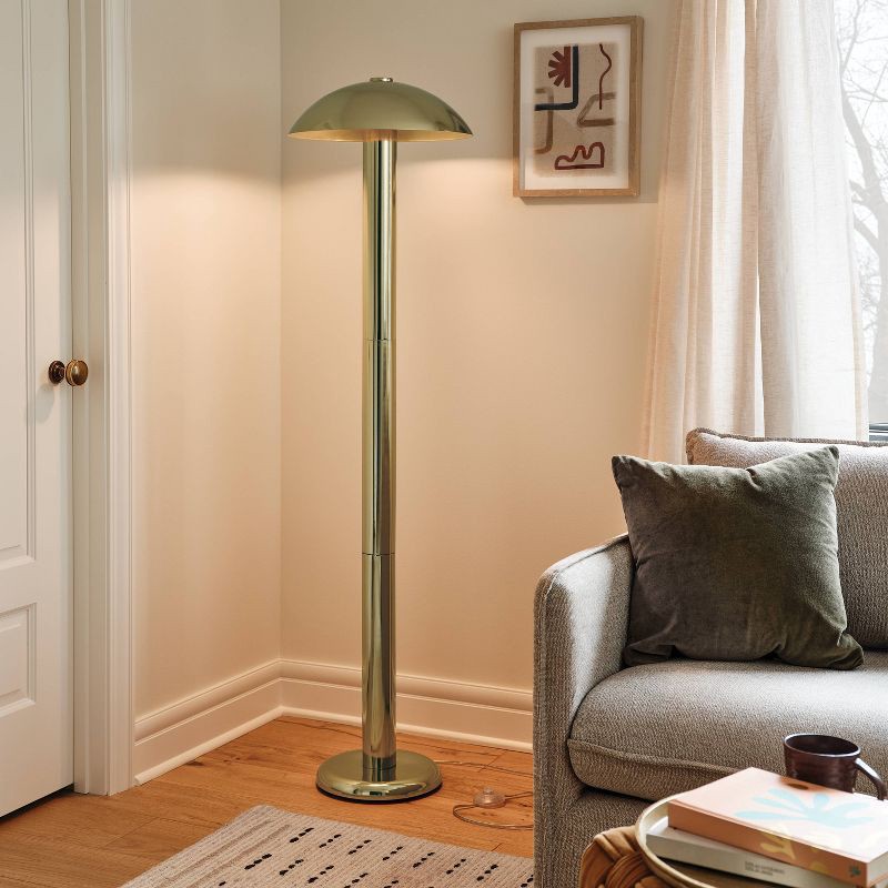 slide 2 of 3, Mild Steel Floor Lamp Brass - Threshold™, 1 ct