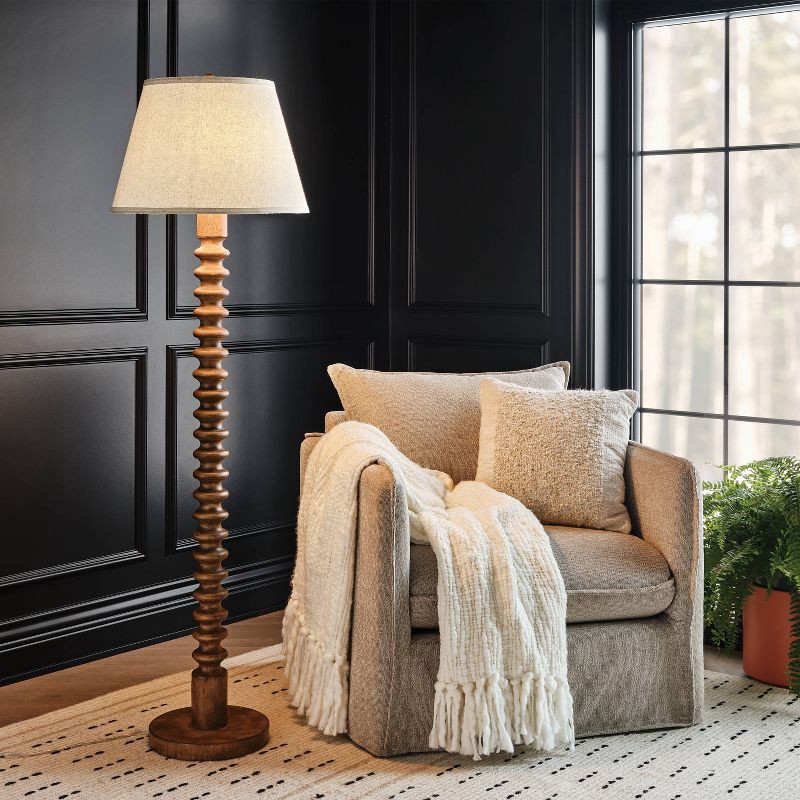 slide 2 of 3, Mid Tone Wood Floor Lamp - Threshold™, 1 ct