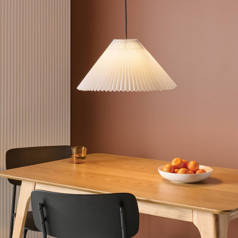 slide 2 of 4, Pendant Lamp with Pleated Fabric Shade White - Room Essentials™, 1 ct
