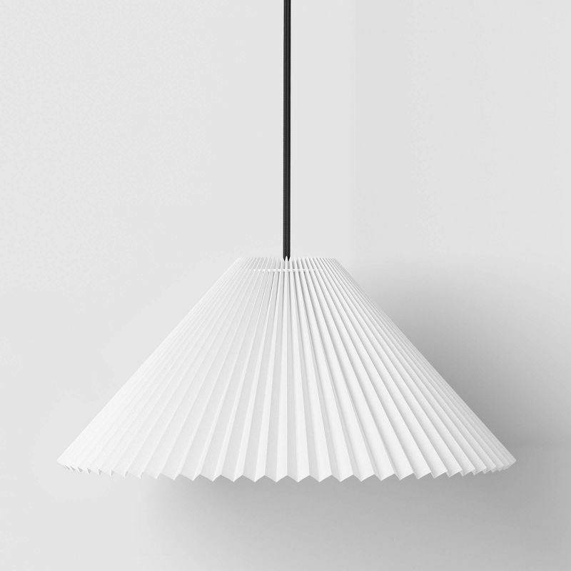 slide 1 of 4, Pendant Lamp with Pleated Fabric Shade White - Room Essentials™, 1 ct