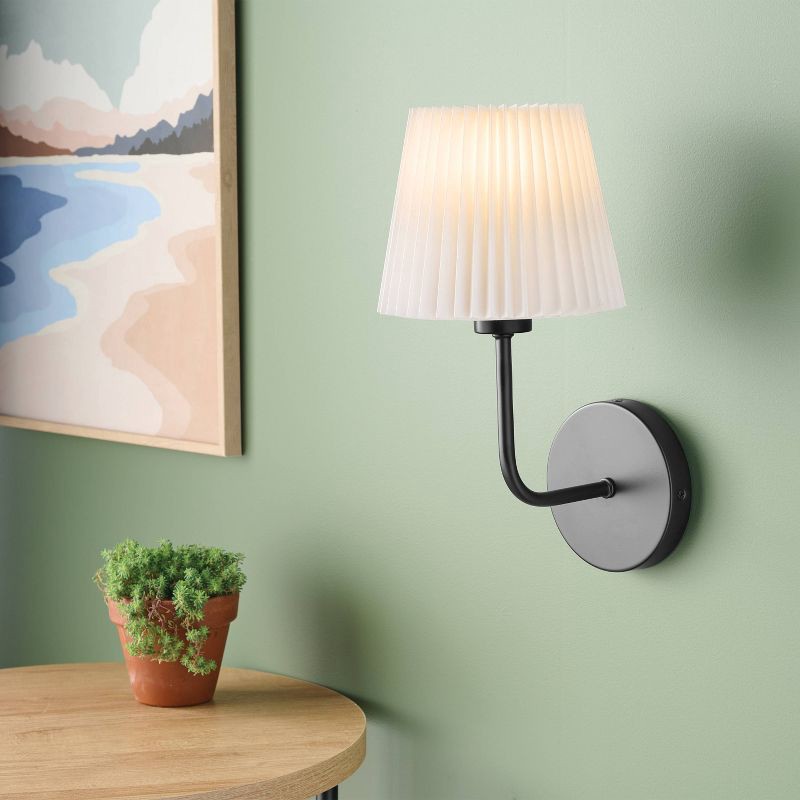 slide 2 of 4, Wall Sconce with Rechargeable LED Bulb and Remote Black - Room Essentials™, 1 ct