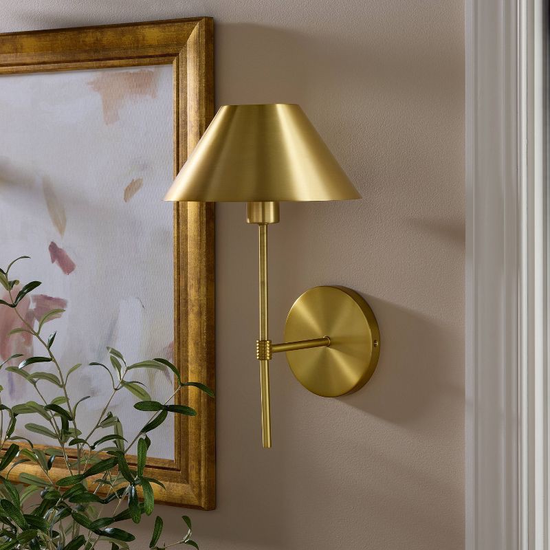 slide 3 of 4, Threshold designed w/Studio McGee Metal Wall Sconce Brass - Threshold™ designed with Studio McGee, 1 ct