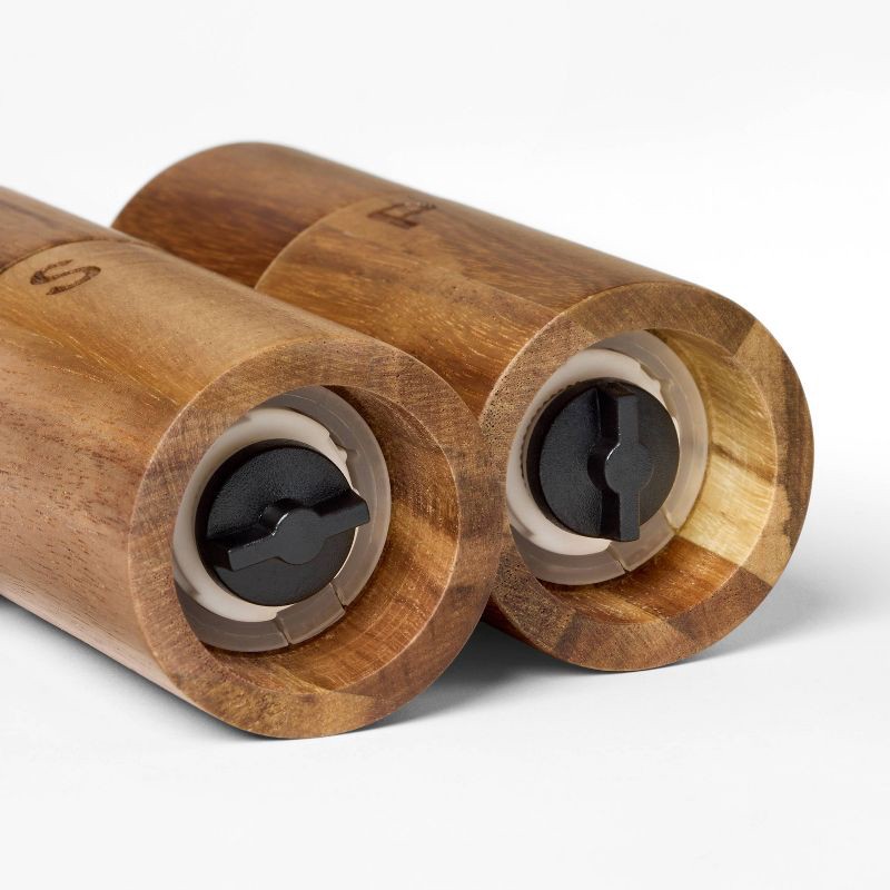slide 3 of 3, 5" Acacia Salt and Pepper Grinder Set Natural Wood - Figmint™, 1 ct