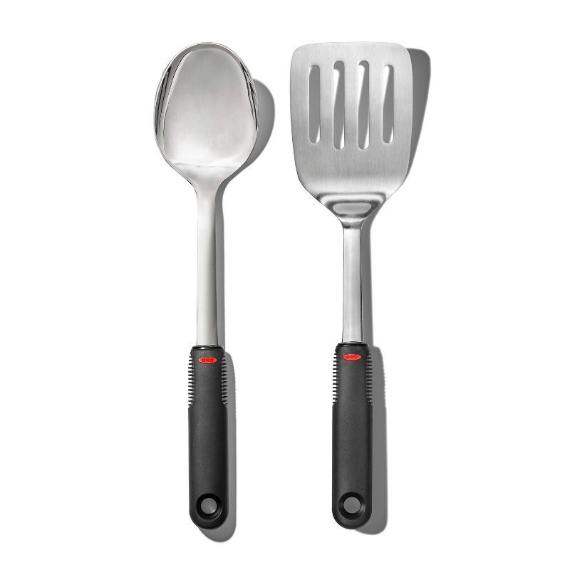 slide 1 of 11, OXO 2pc Stainless Steel Utensil Set, 2 ct
