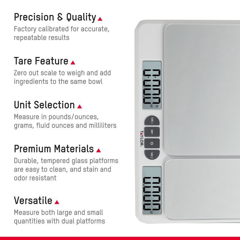 slide 3 of 13, Taylor 11lb Dual Platform Digital Kitchen Food Scale, 11 lb