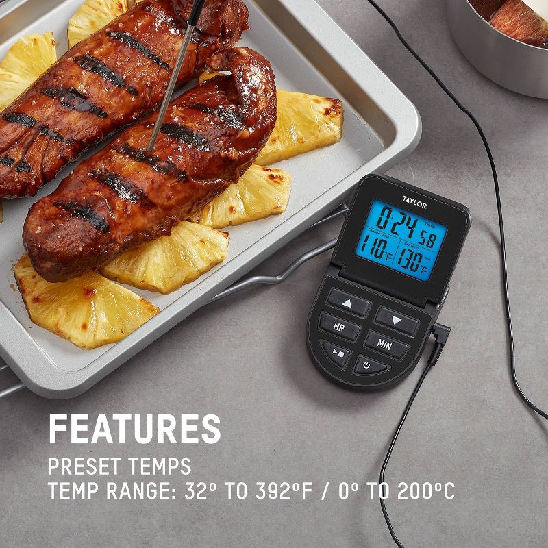 slide 4 of 7, Taylor Kitchen Programmable Cooking Thermometer with Wired Probe, 1 ct