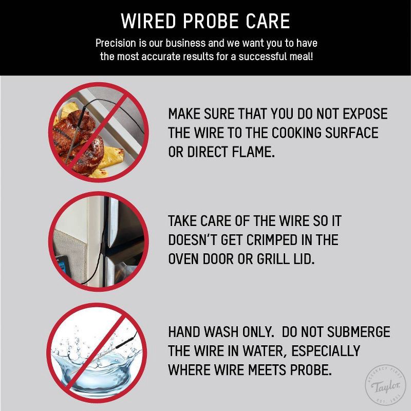 slide 6 of 7, Taylor Kitchen Programmable Cooking Thermometer with Wired Probe, 1 ct