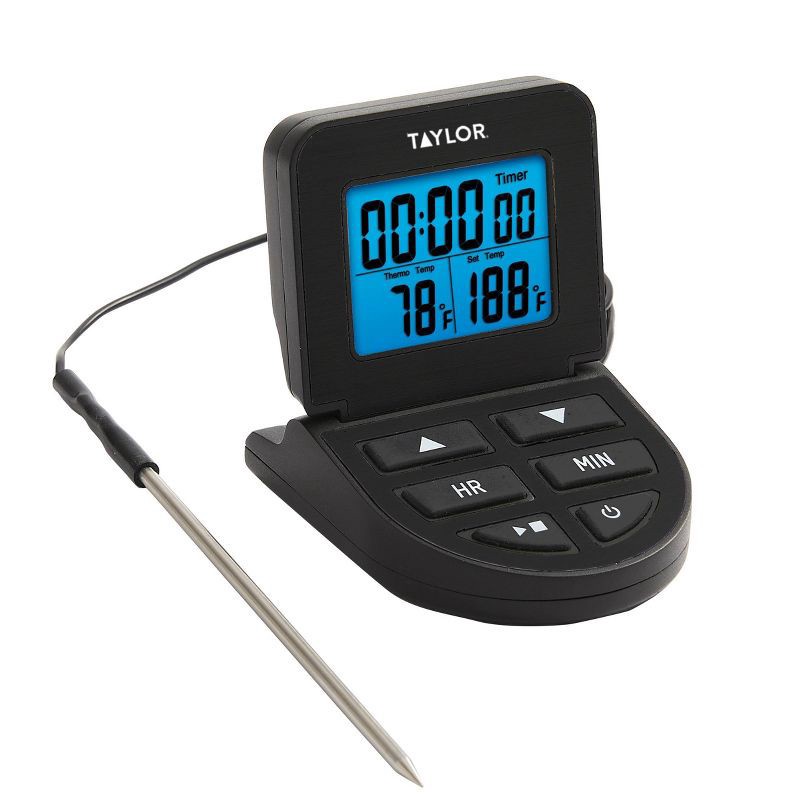 slide 1 of 7, Taylor Kitchen Programmable Cooking Thermometer with Wired Probe, 1 ct