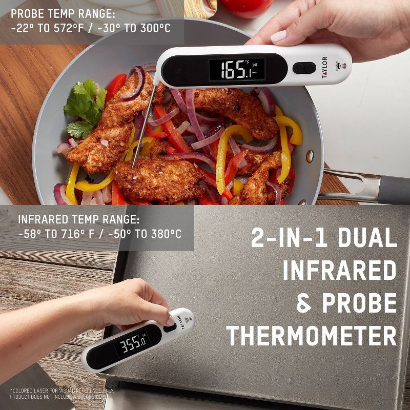 slide 2 of 7, Taylor Dual Digital Folding Cooking Thermometer and Infrared Surface, 1 ct
