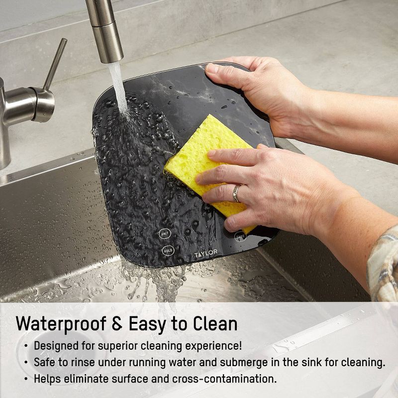 slide 4 of 11, Taylor 22lb Waterproof Digital Kitchen Food Scale Black, 22 lb