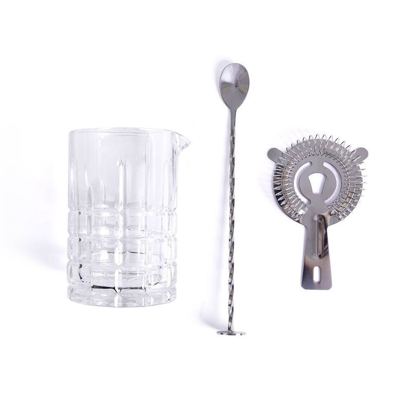 slide 3 of 4, Houdini 3pc Cocktail Stir Set with Mixing Glass, Strainer and Spoon, 3 ct