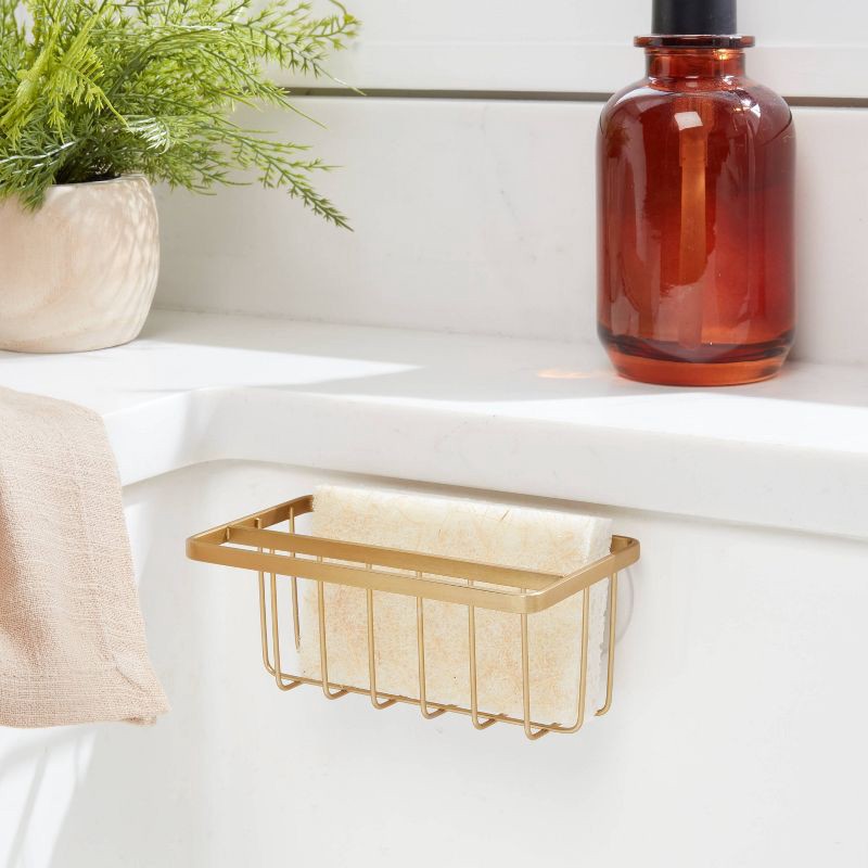 slide 2 of 3, Suction Sink Caddy with Towel Bar Champagne - Brightroom™, 1 ct