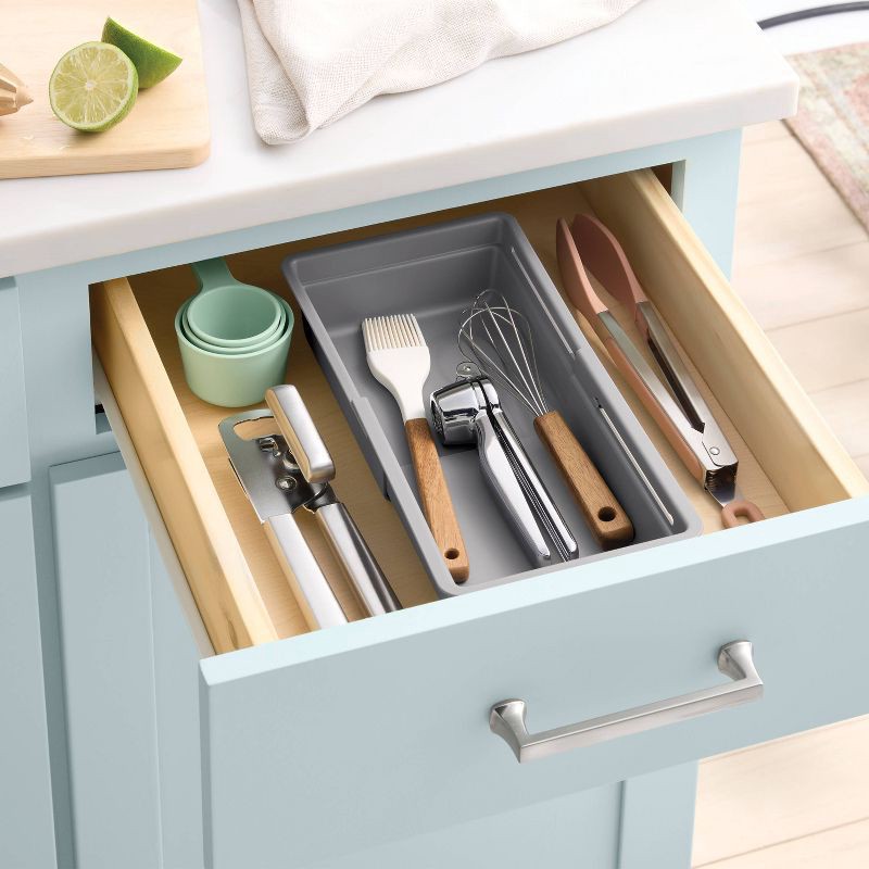 slide 2 of 4, Plastic Expandable Long Tool Drawer Organizer Gray - Brightroom™, 1 ct