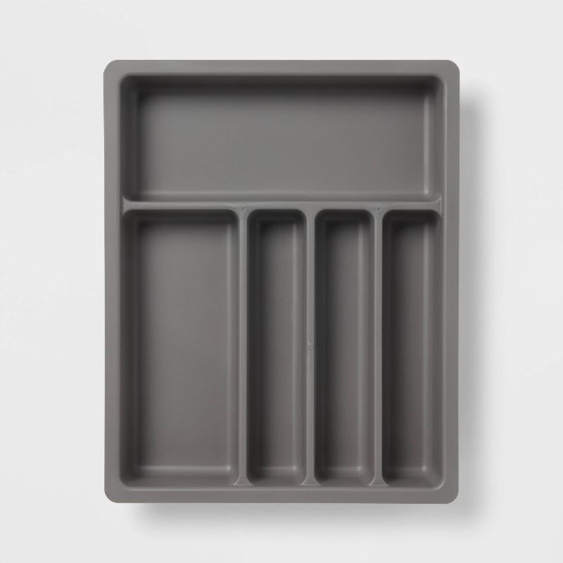 slide 3 of 4, Plastic Expandable Utensil Drawer Organizer Gray - Brightroom™, 1 ct